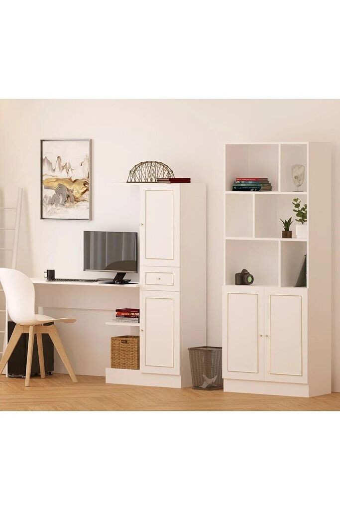 Гарнитура биро Hanah Home со полица за книги Rb1000401558, бела