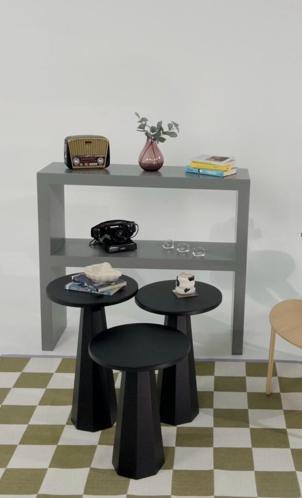 Hanah Home Комплет клуб маси, Lilyum, 3 парчиња, црна