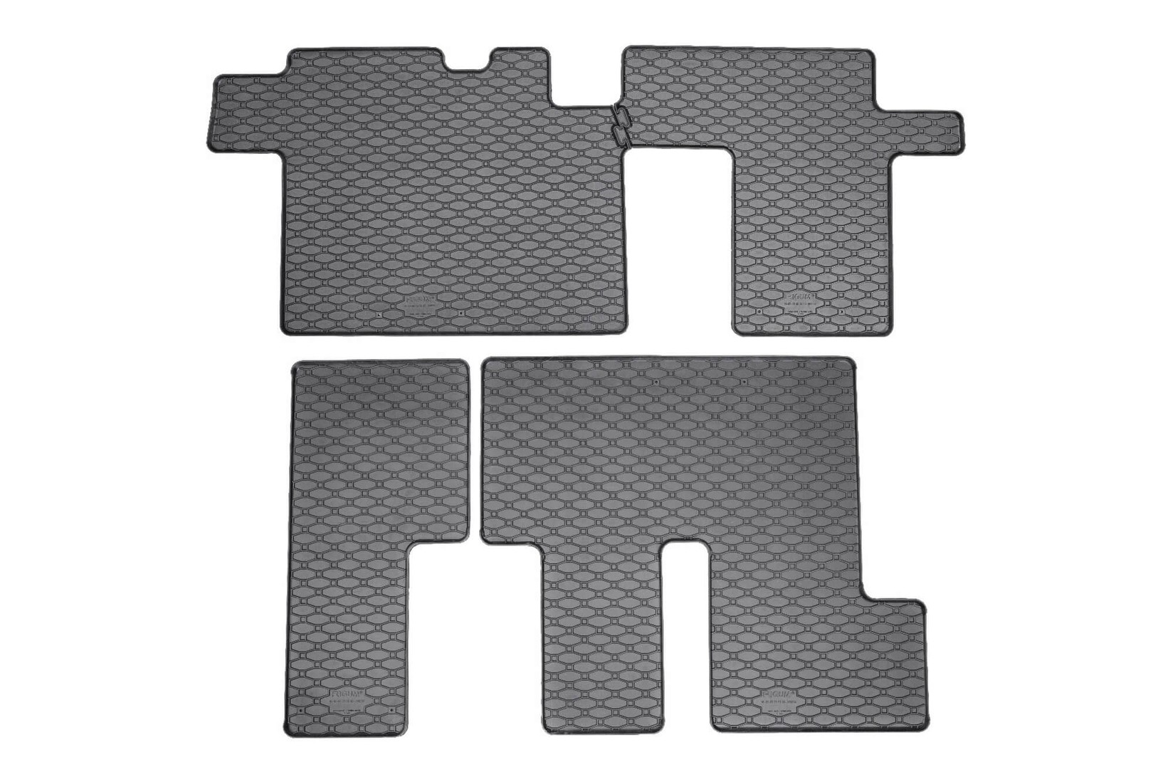RIGUM Гумени патосници за Hyundai Staria втори+трети ред 9 места по 2022 година, 4 дела, црни