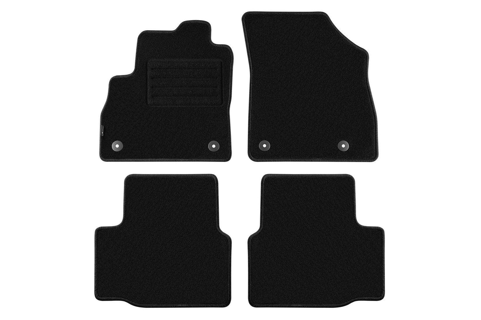 PETEX Платнени патосници за Opel Astra K 2015-2021, 4 дела, црни, материјал Rex, захват B034