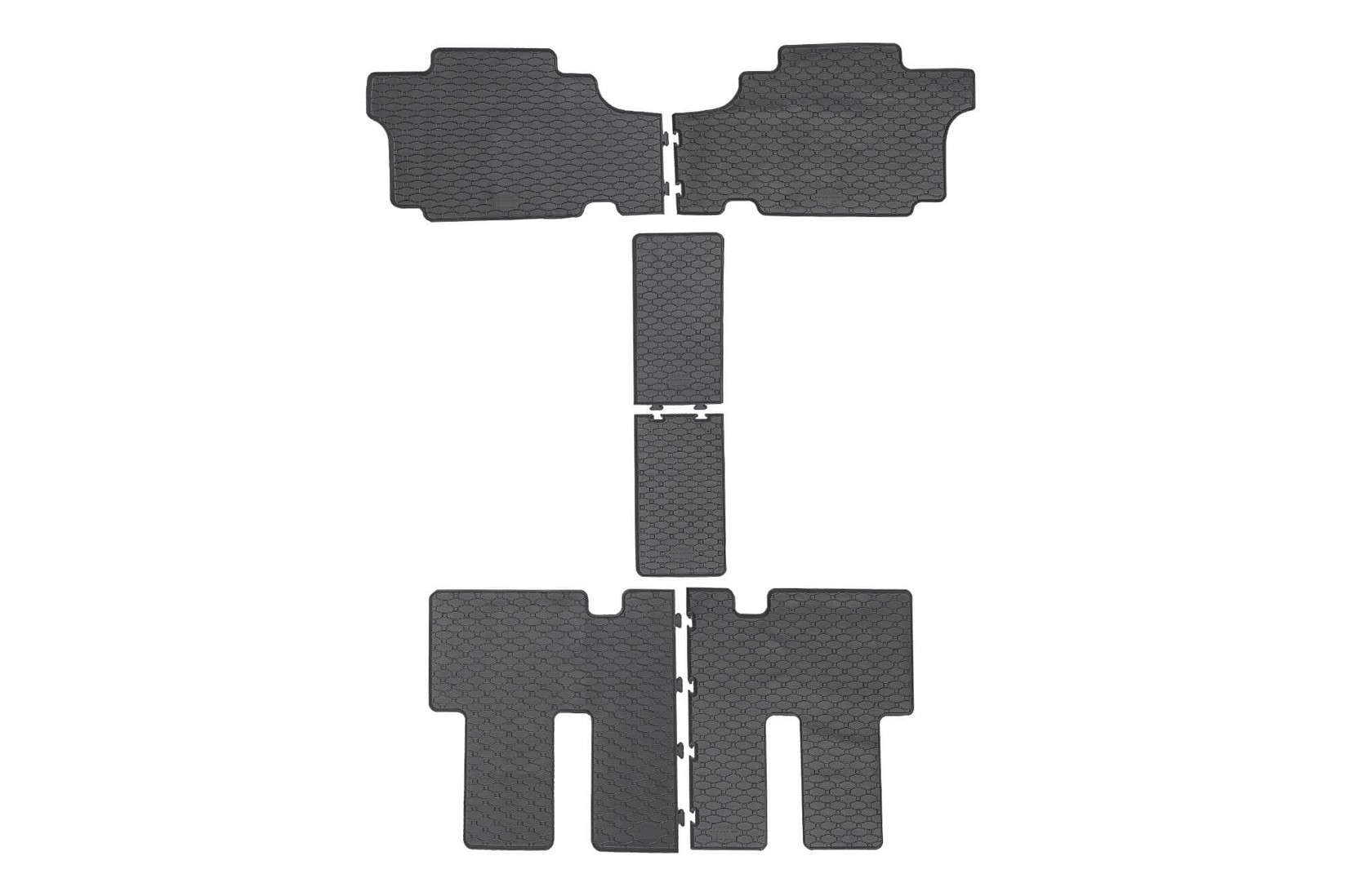 RIGUM Гумени патосници за Hyundai Staria втори+трети ред 7 места по 2022 година, 6 дела, црни