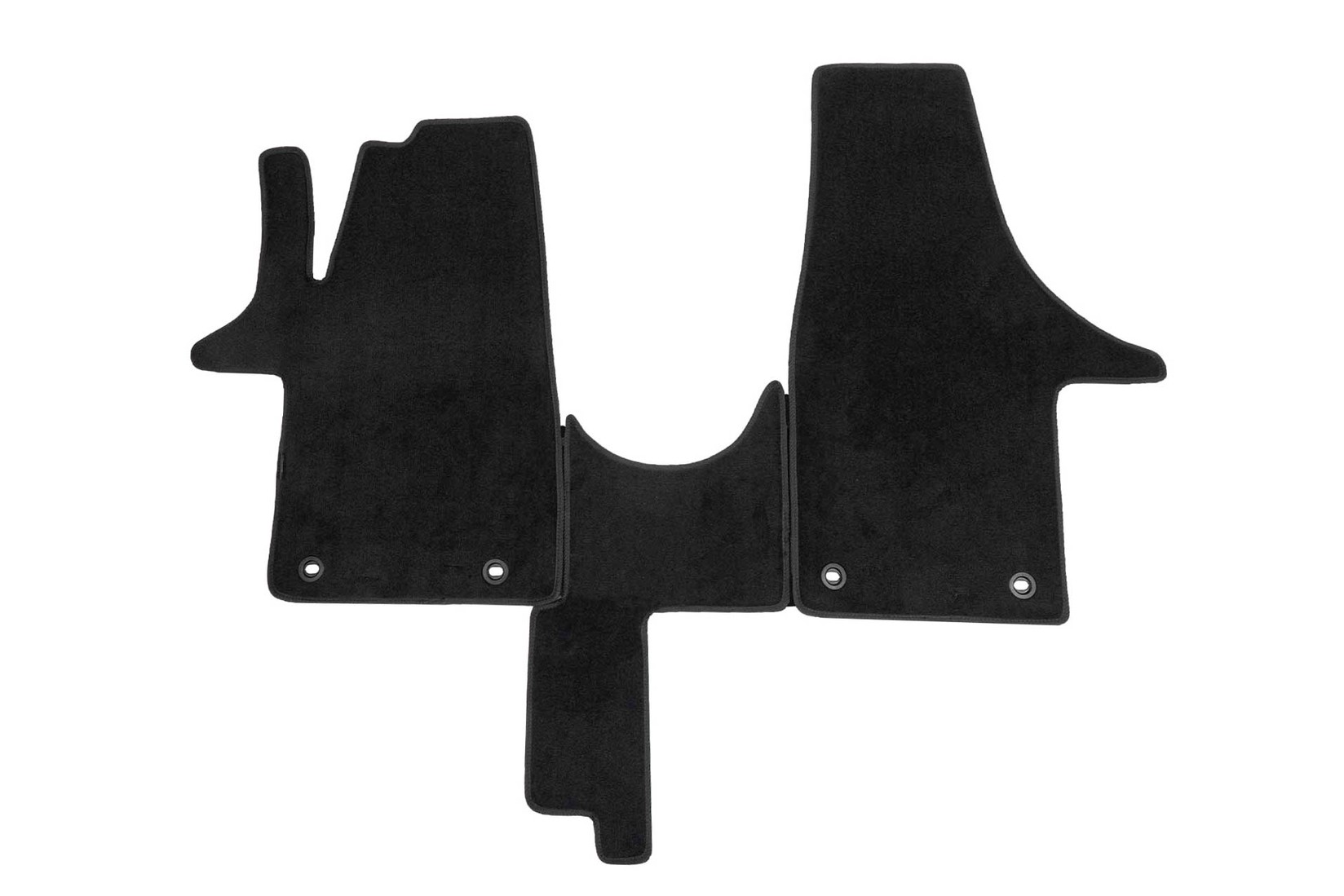 PETEX Платнени патосници за VW T5 2003-2015 година кратка база, 3 места, 3 дела, црни, STYLE материјал