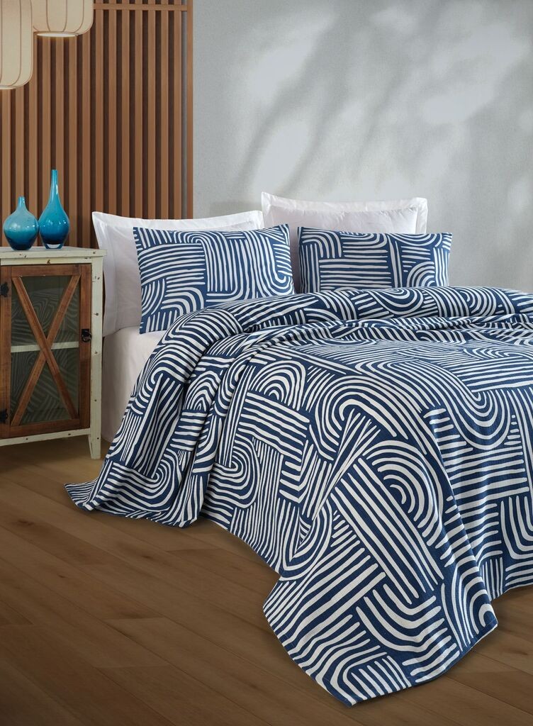 Комплет постелнина L'essentiel Maison Line Art, 160x235 cm, сина