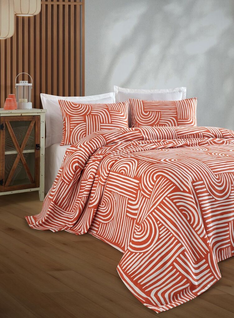 L'essentiel Maison Единечно прекривка Line Art, 160x235 cm, портокалова
