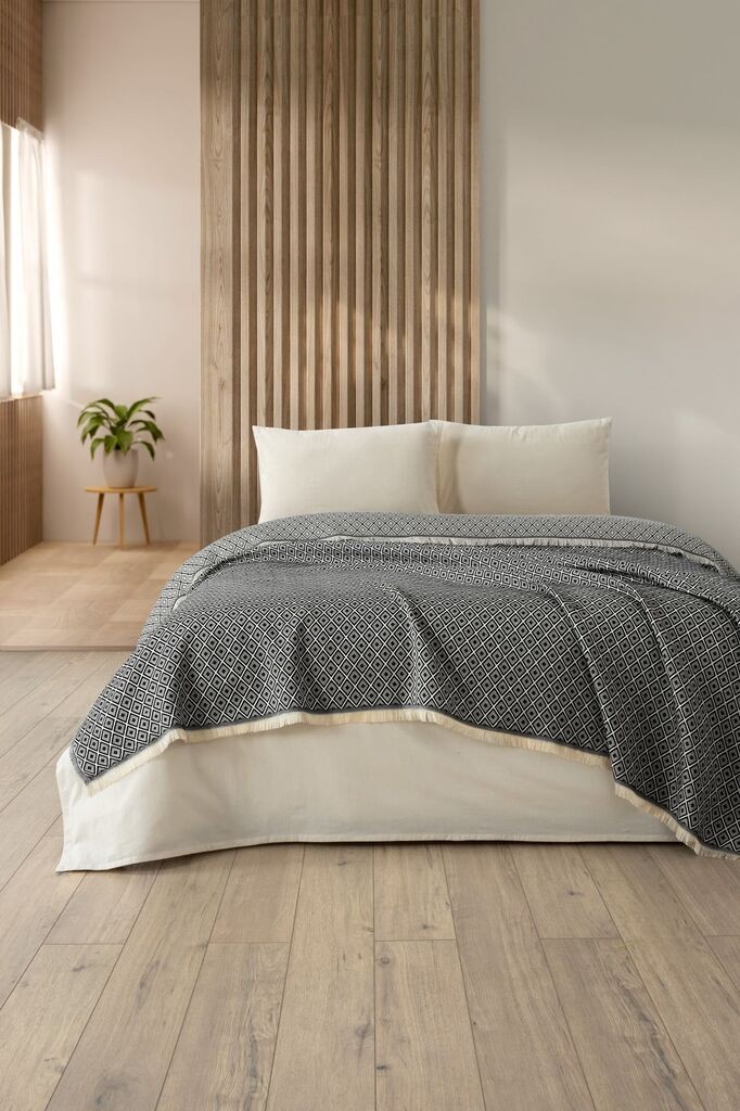 L'essentiel Maison двоен прекривка со дијаманти, 210 x 230 cm, сива боја