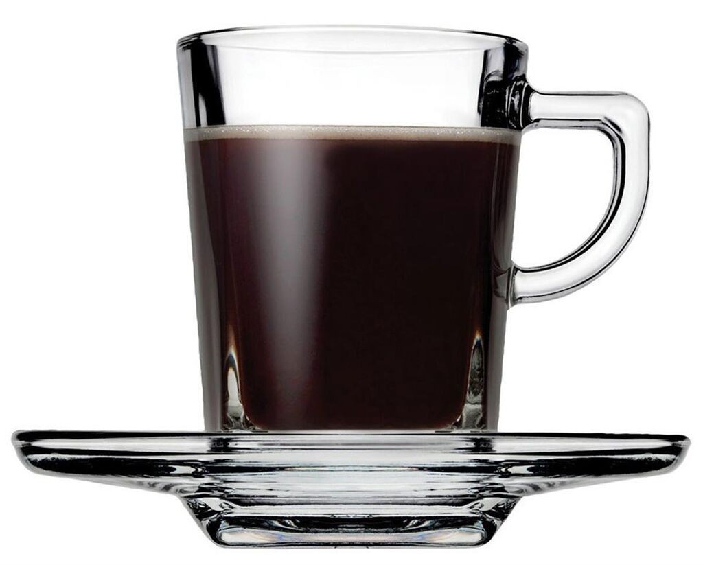 Pasabahce Сет од 6 чаши и 6 тацни