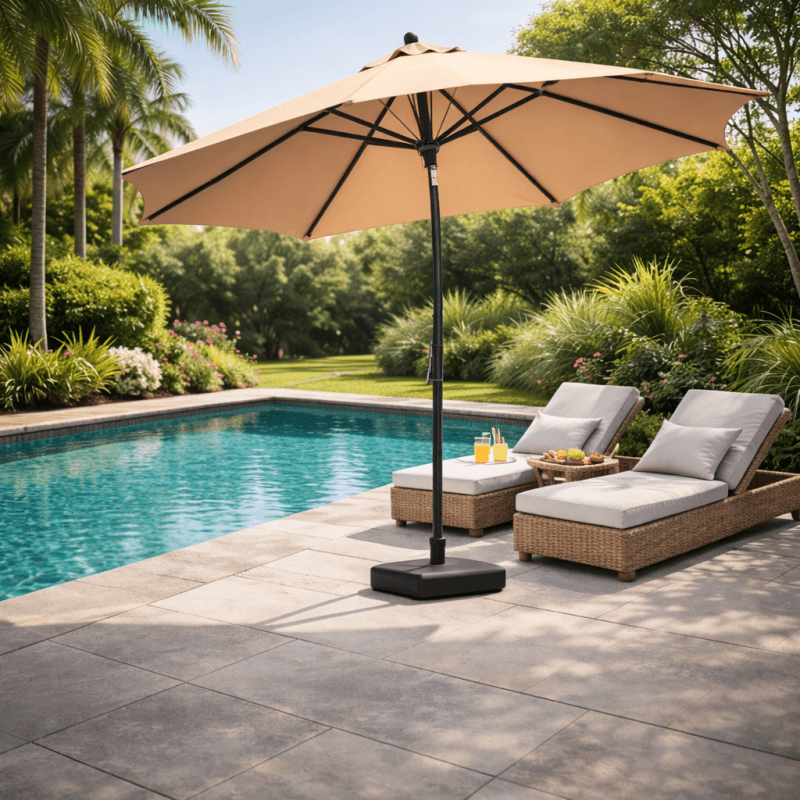 VERANO Чадор за двор TX-1046A O2.7 m со ротирачка глава (Tilting) + ПОДАРОК база резервоар за вода 22 L