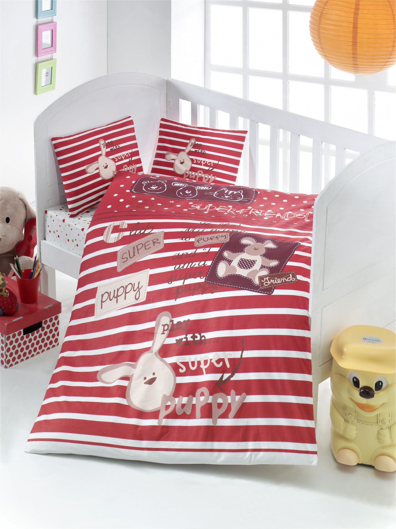 L'essentiel Maison Бебешка постелнина Friends, 100x150cm, Црвена