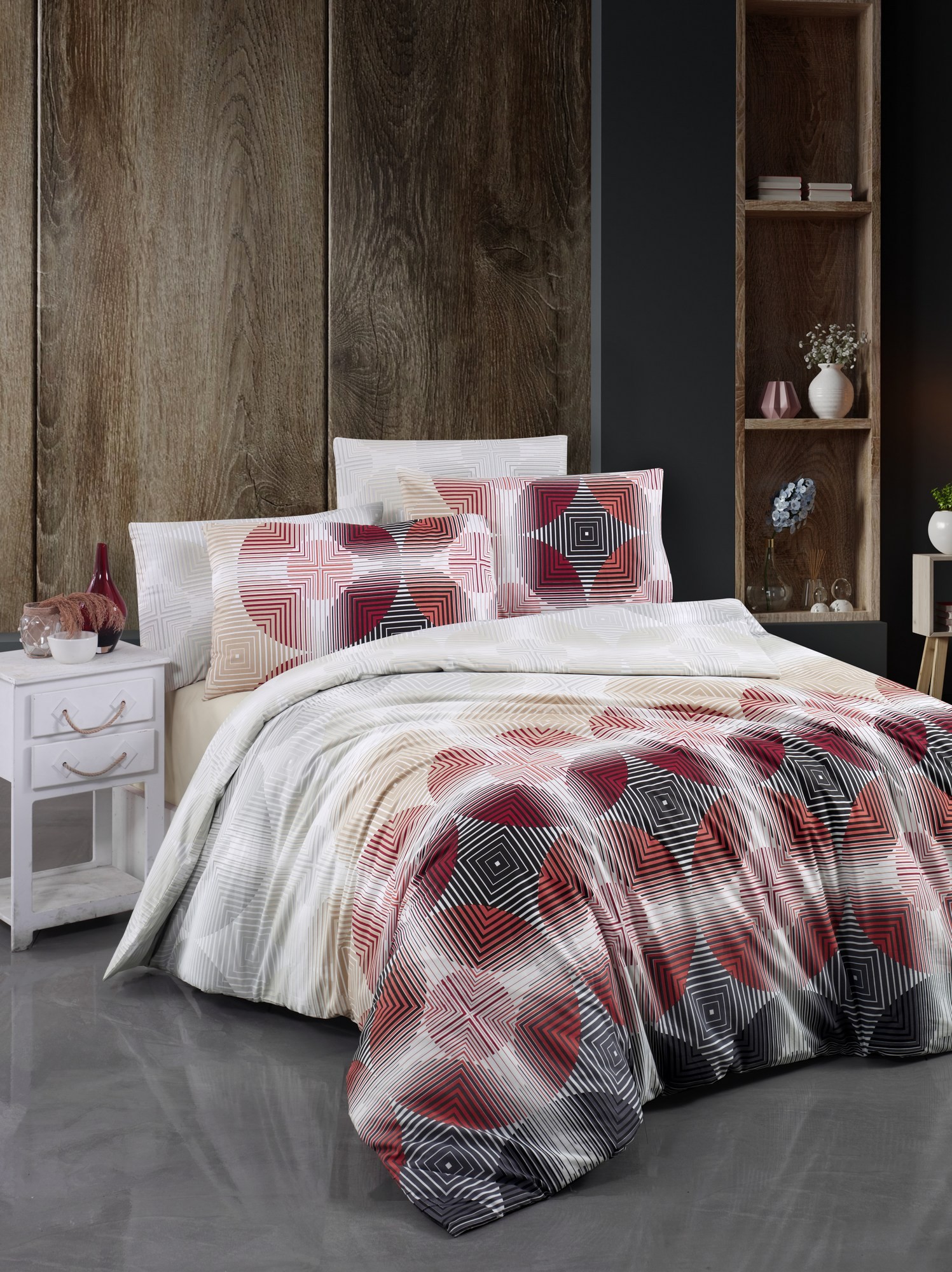 Комплет постелнина L'essentiel Maison Bisa, 160x220cm, Бордо