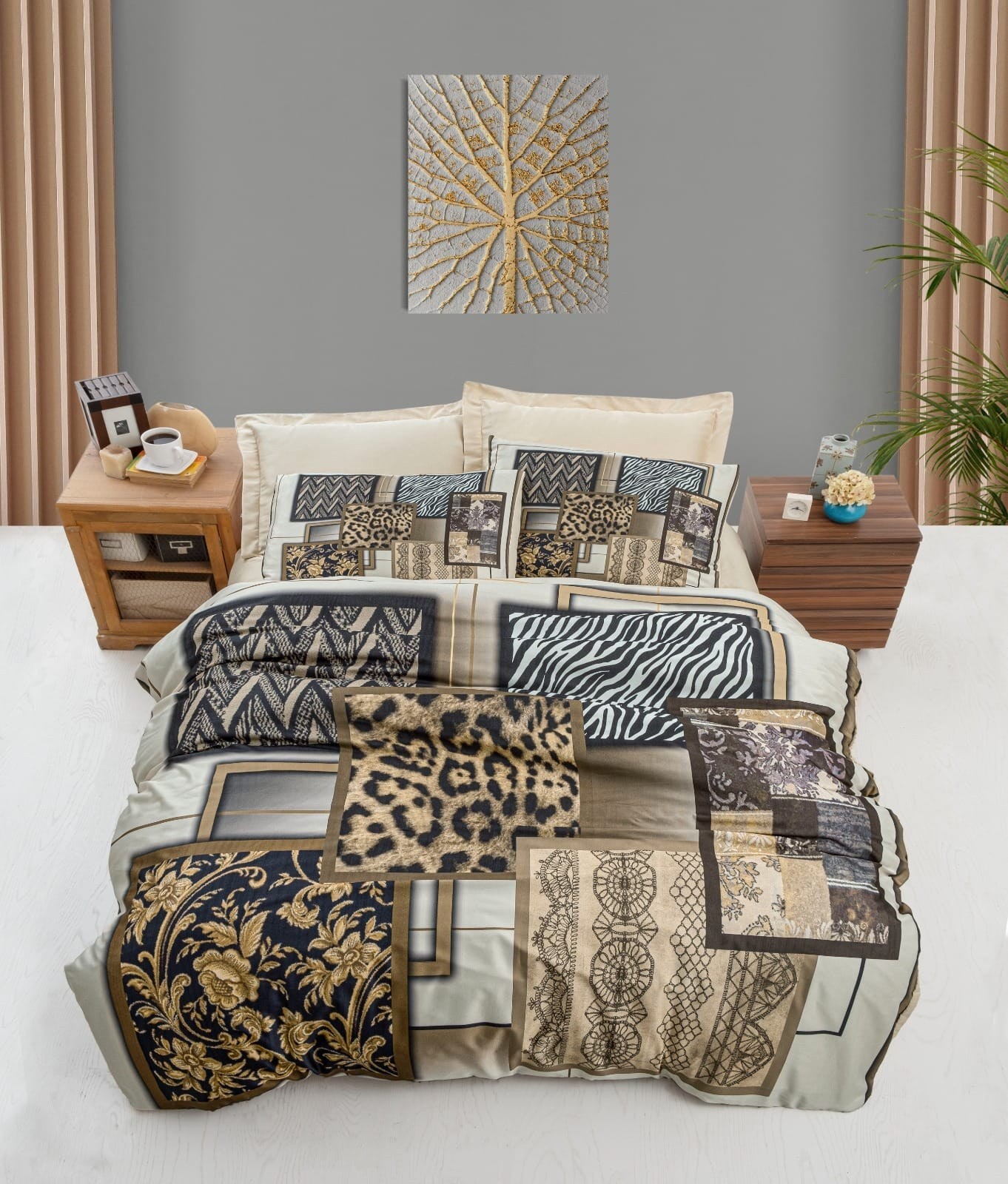 L'essentiel Maison Комплет Двојна постелнина 474, 200x220cm, Браун