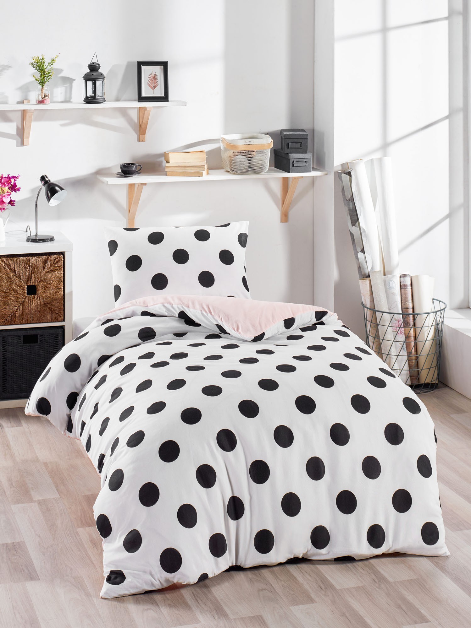 Комплет за единечна постелнина L'essentiel Maison, мешана, 140x200 см, бела