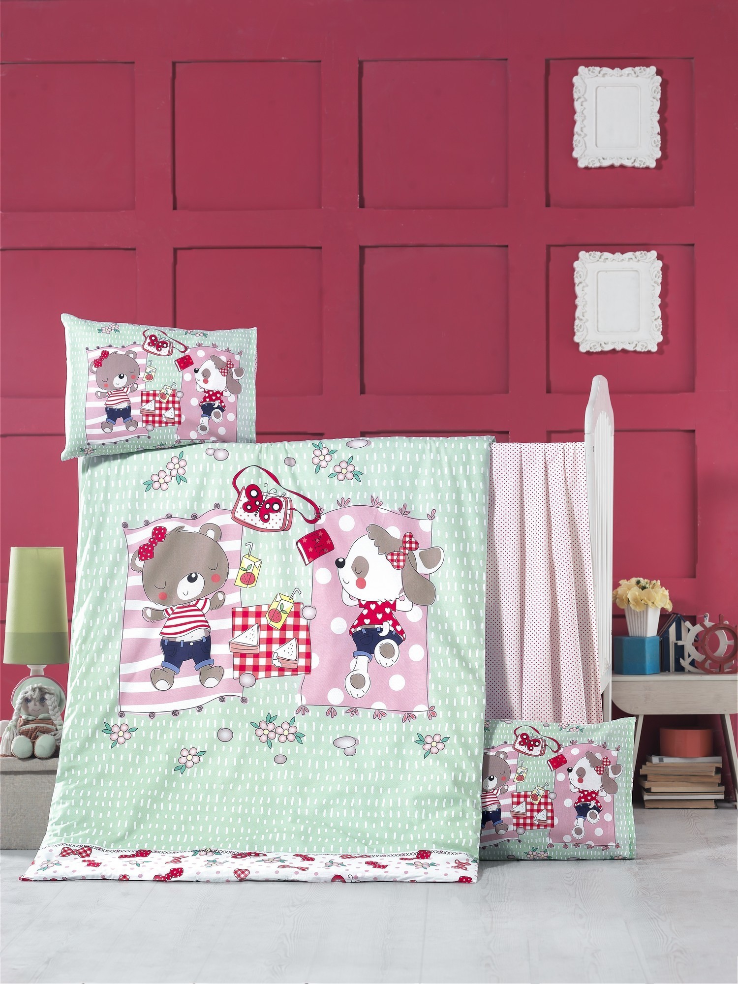 L'essentiel Maison Бебешка постелнина Sleepy, 100x150cm, зелена