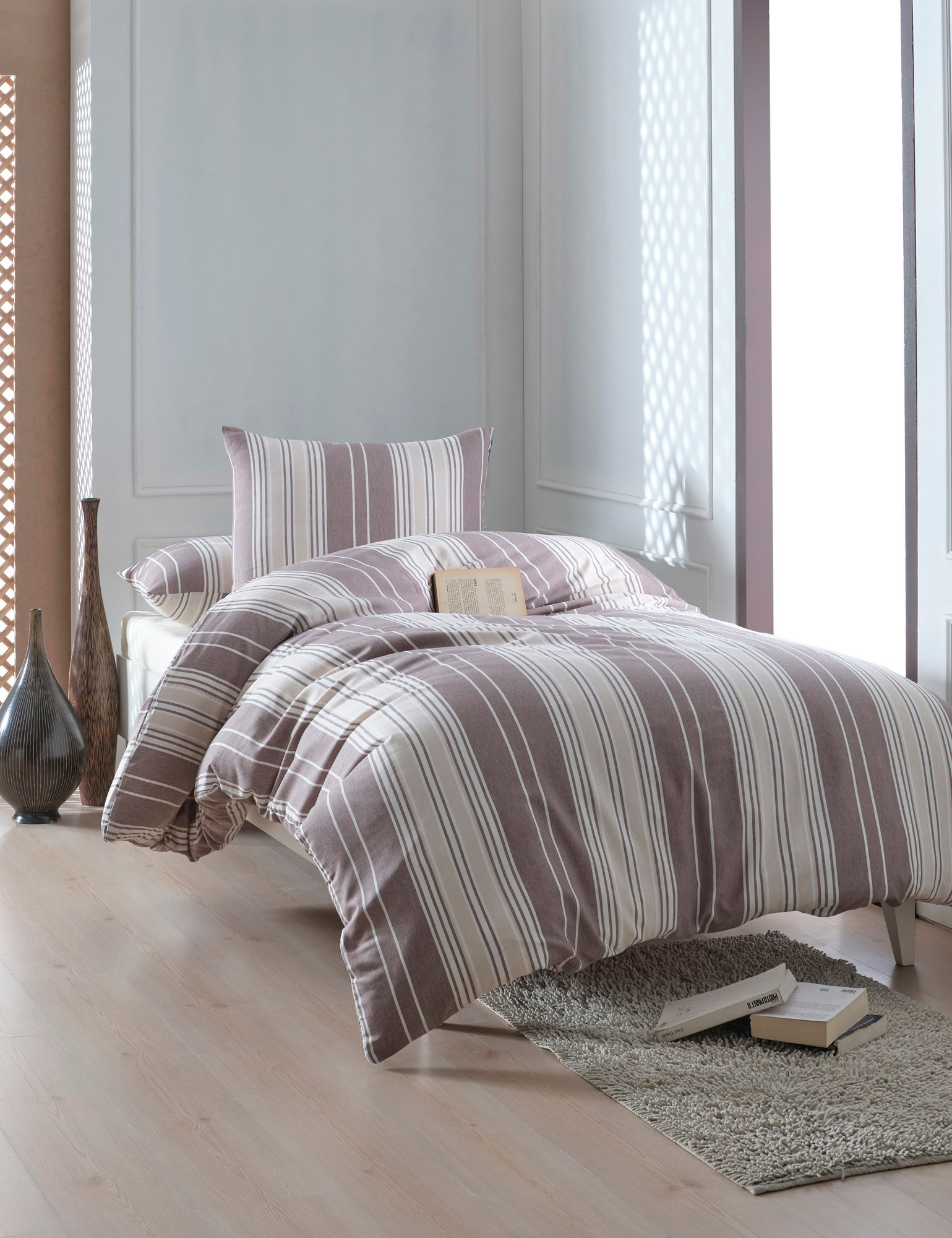 Комплет постелнина за еднокреветни кревети L'essentiel Maison Лима, 140x200 см, кафеава