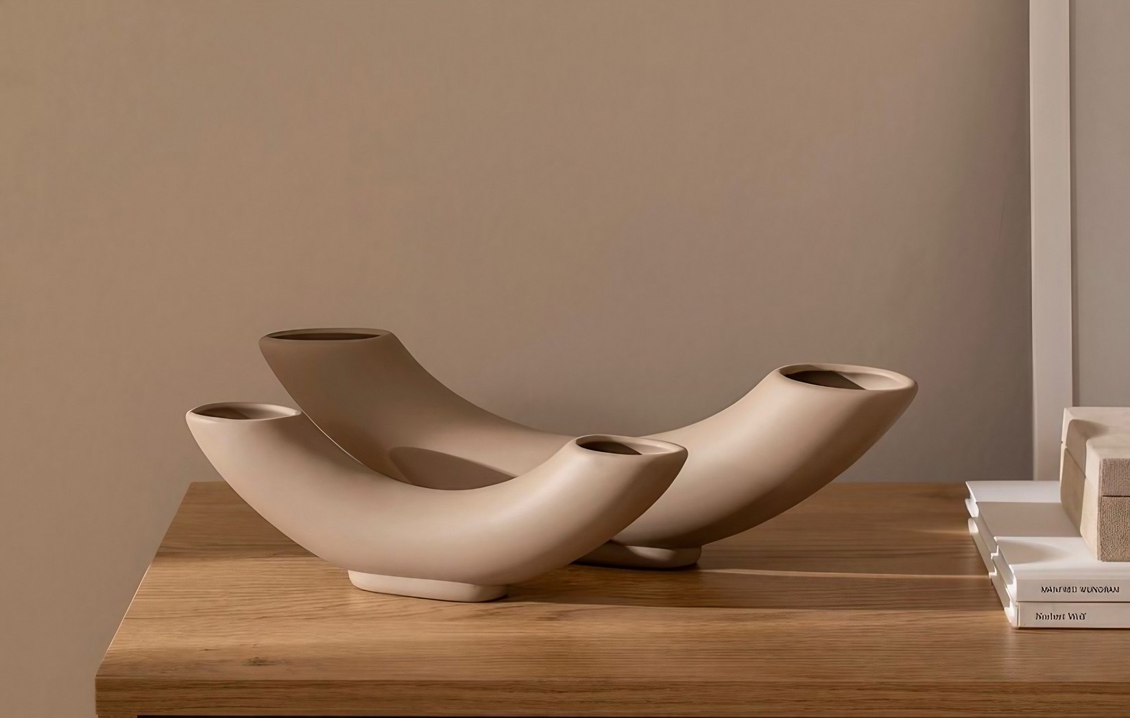 Комплет вазни Aberto Design CY0196, 27x4x8cm, 36x5x10cm, 2 парчиња, крем боја