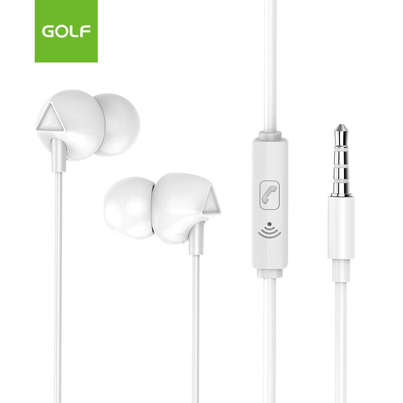 Golf Стерео Слушалки со микрофон 3.5mm 4-полен конектор бели, GF-M25