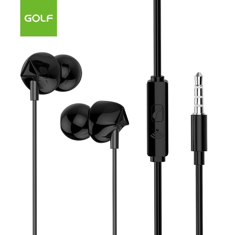 Golf Стерео Слушалки со микрофон 3.5mm 4-полен конектор црни, GF-M25