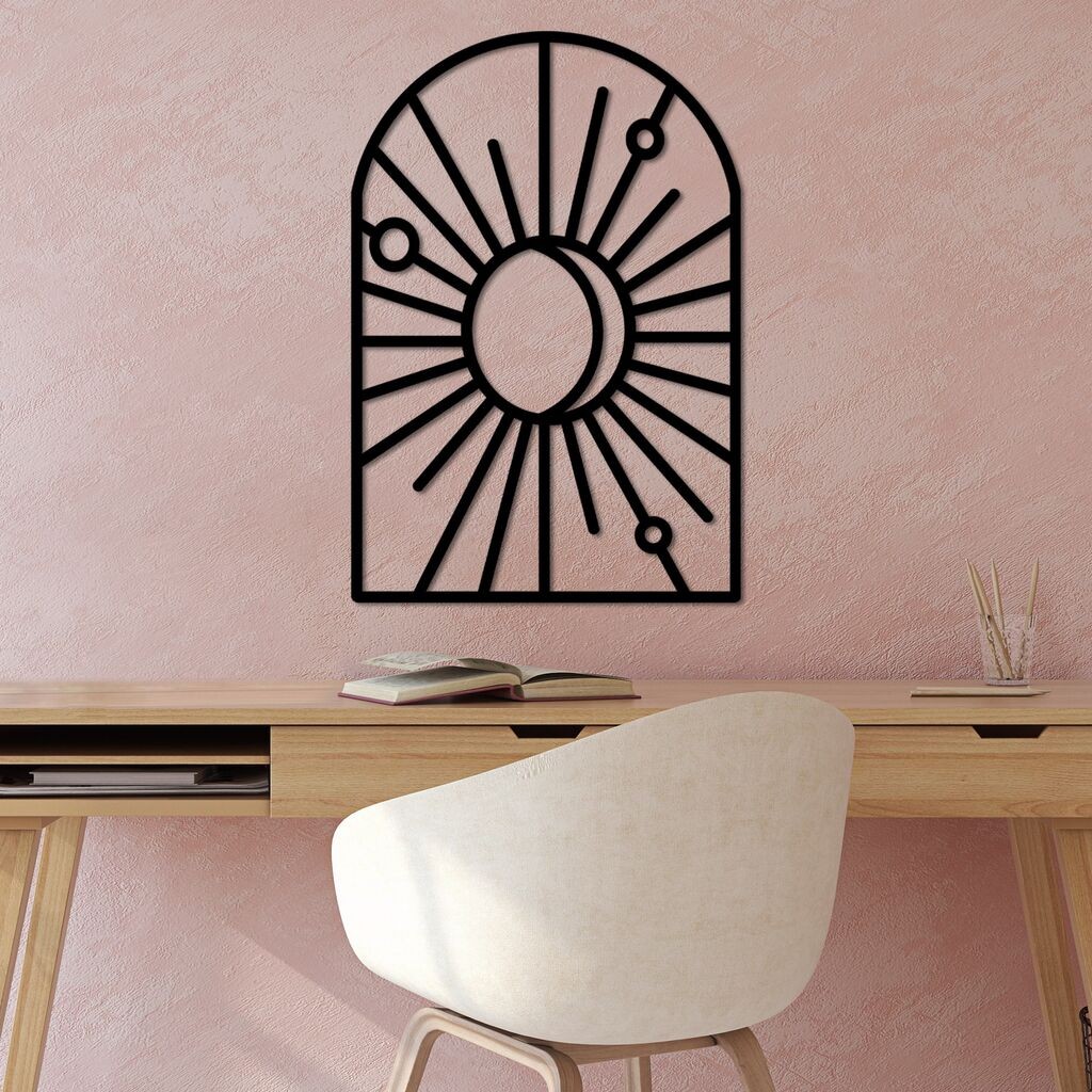 Wallity декорација за dzид Прозорец и полумесечина - L, 70 x 47 см, црна