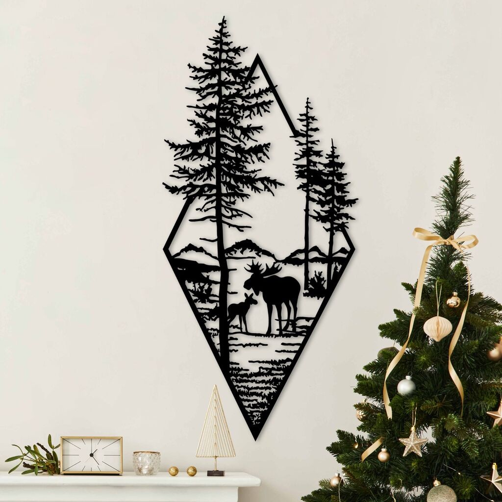 Wallity декорација за dzид Лос во шумата, 39 x 85 см, црна