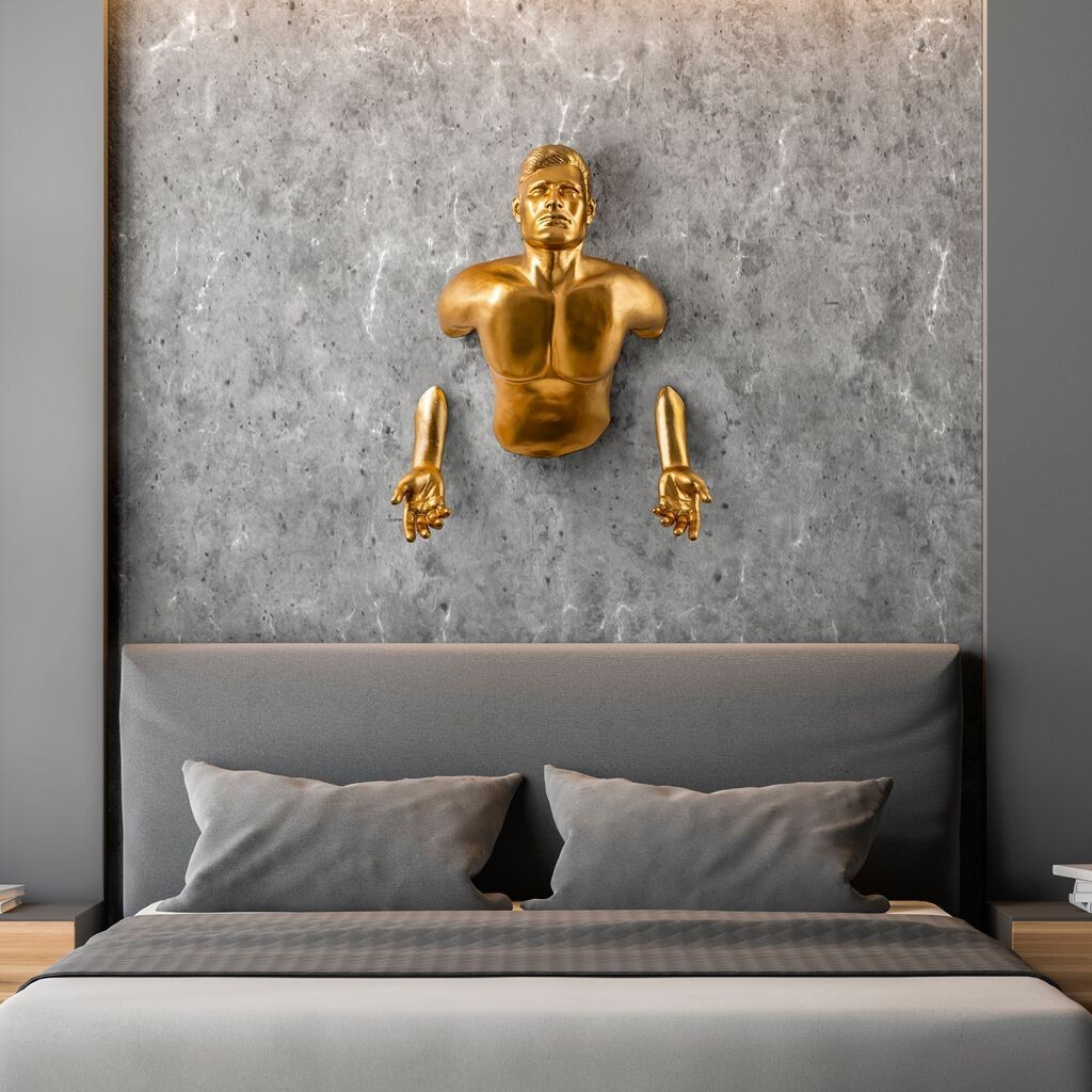 Wallity декорација за dzид „Човек што излегува од dzид", 50 x 20 x 80 см, златни бои
