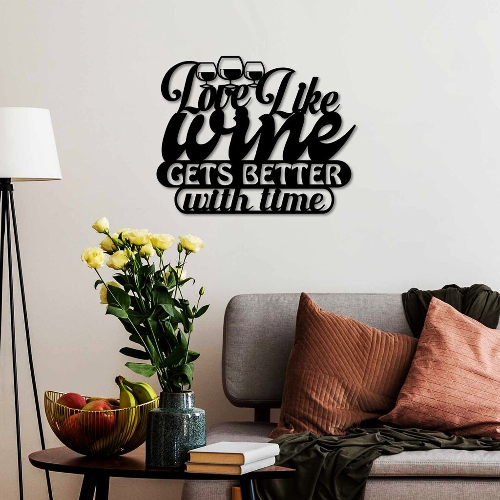 Wallity декорација за dzид Wine Better, 50 x 40 см, црна