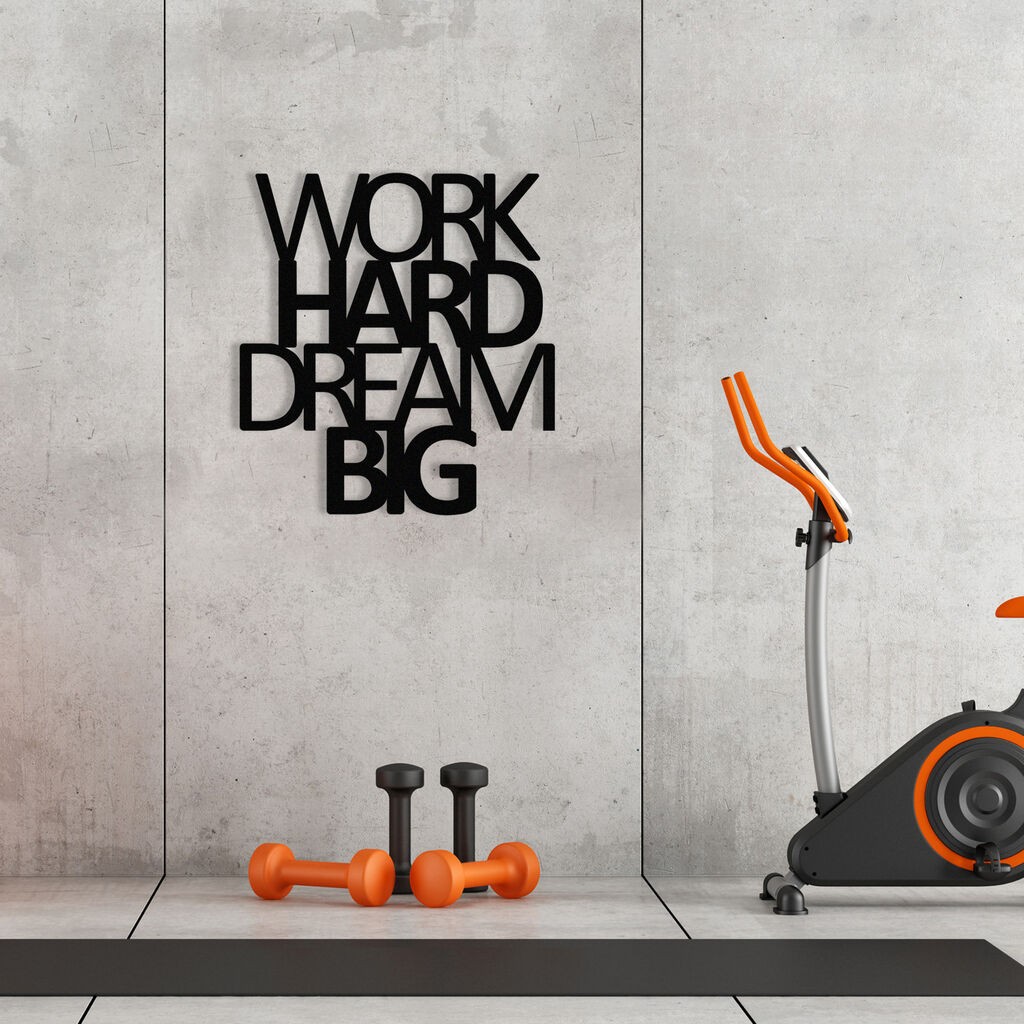 Wallity dzидна декорација Work Hard Dream Big метална декорација, 65 x 70 см, црна