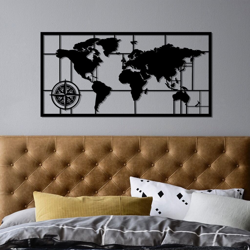 Wallity dzидна декорација Светска мапа 9-M, 40 x 81 см, црна