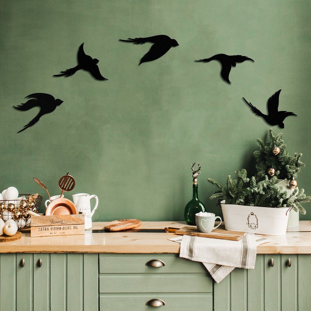 Wallity декорација за dzид „Птици" - APT646MS, 25 x 30 см, црна
