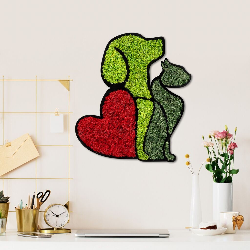 Wallity dzидна декорација Мос - љубител на кучиња и мачки, 48 x 43 см, црвена