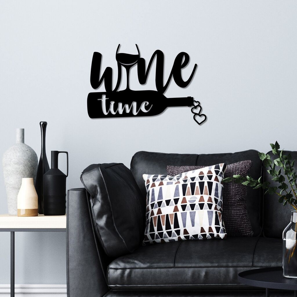 Wallity декорација за dzид Wine Time, 54 x 37 см, црна