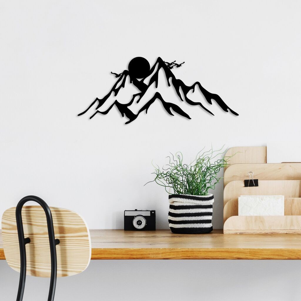 Wallity dzидна декорација Full Mount And Mountain - 1, 50 x 21 см, црна