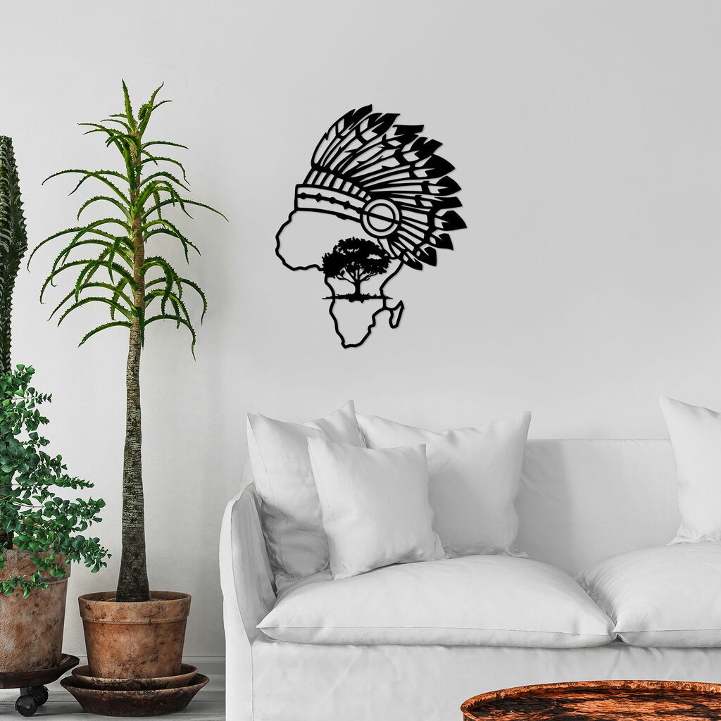 Африканска декорација за dzид Wallity - 472, 55 x 70 см, црна