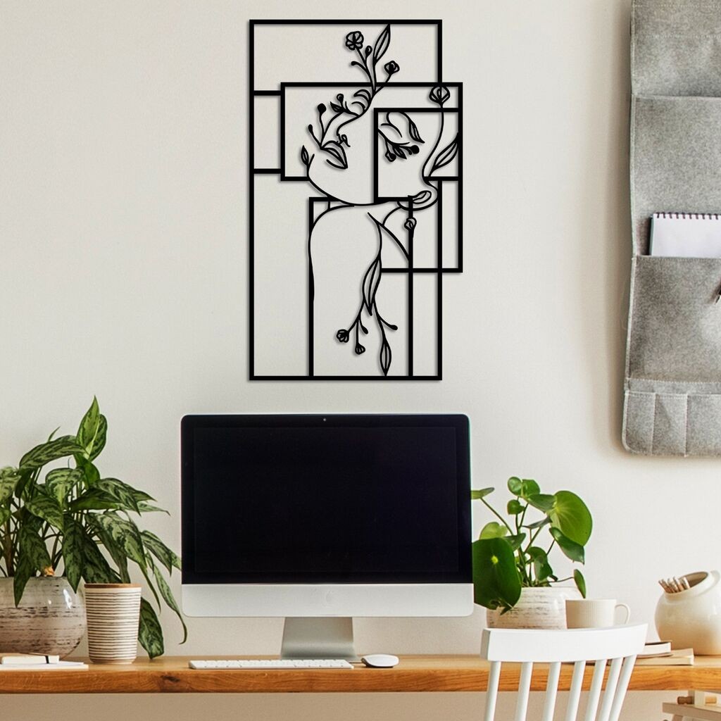 Wallity декорација за dzид Цвет Жена 1 - M, 50 x 30 см, црна