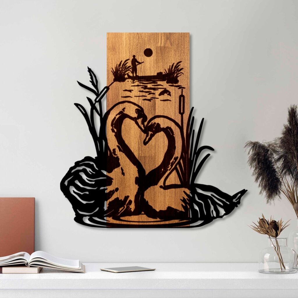 Wallity декорација за dzид Лебедово езеро, 57 x 58 x 3 см, кафеава