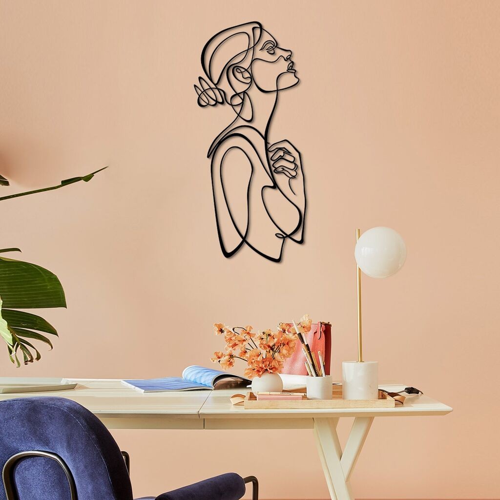 Wallity декорација за dzид Женска силуета - APT596LS, 40 x 88 см, црна