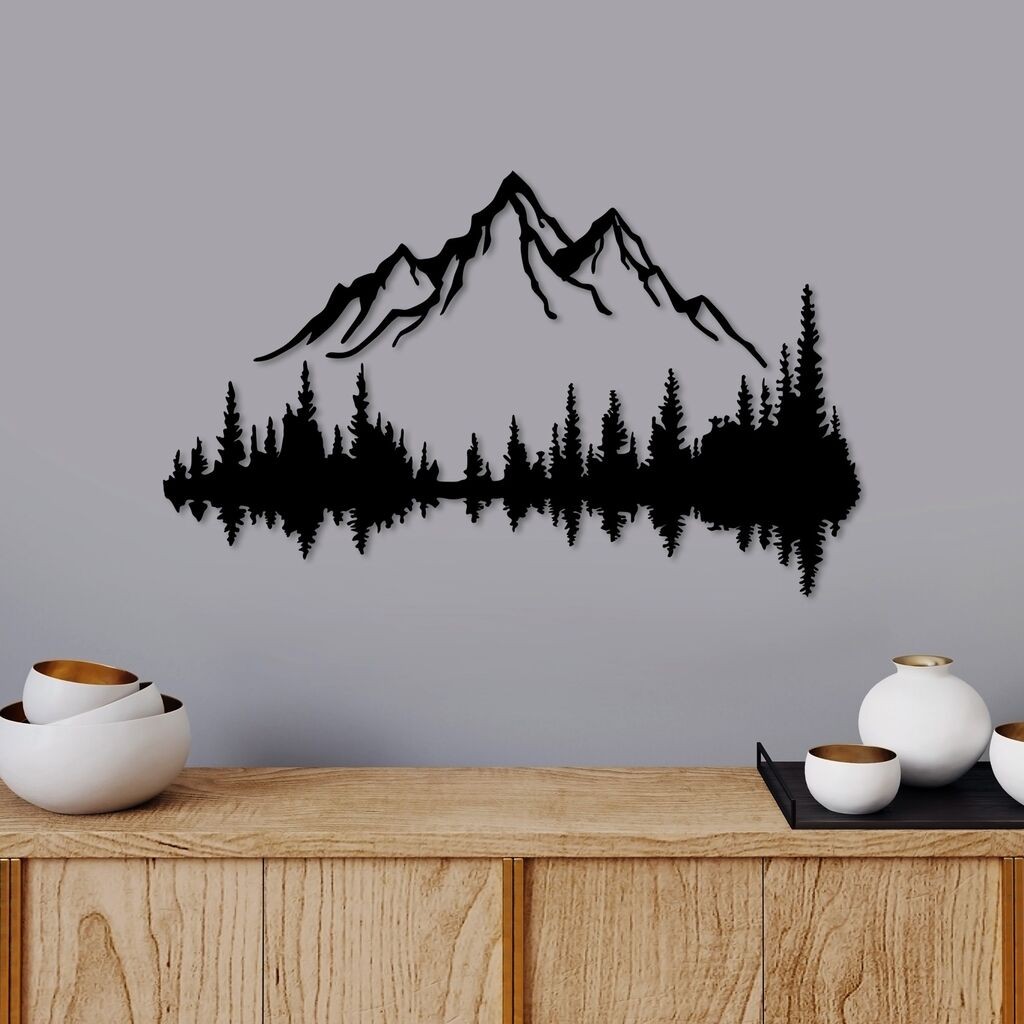 Wallity декорација за dzид Природа и планина - 7, 70 x 43 см, црна