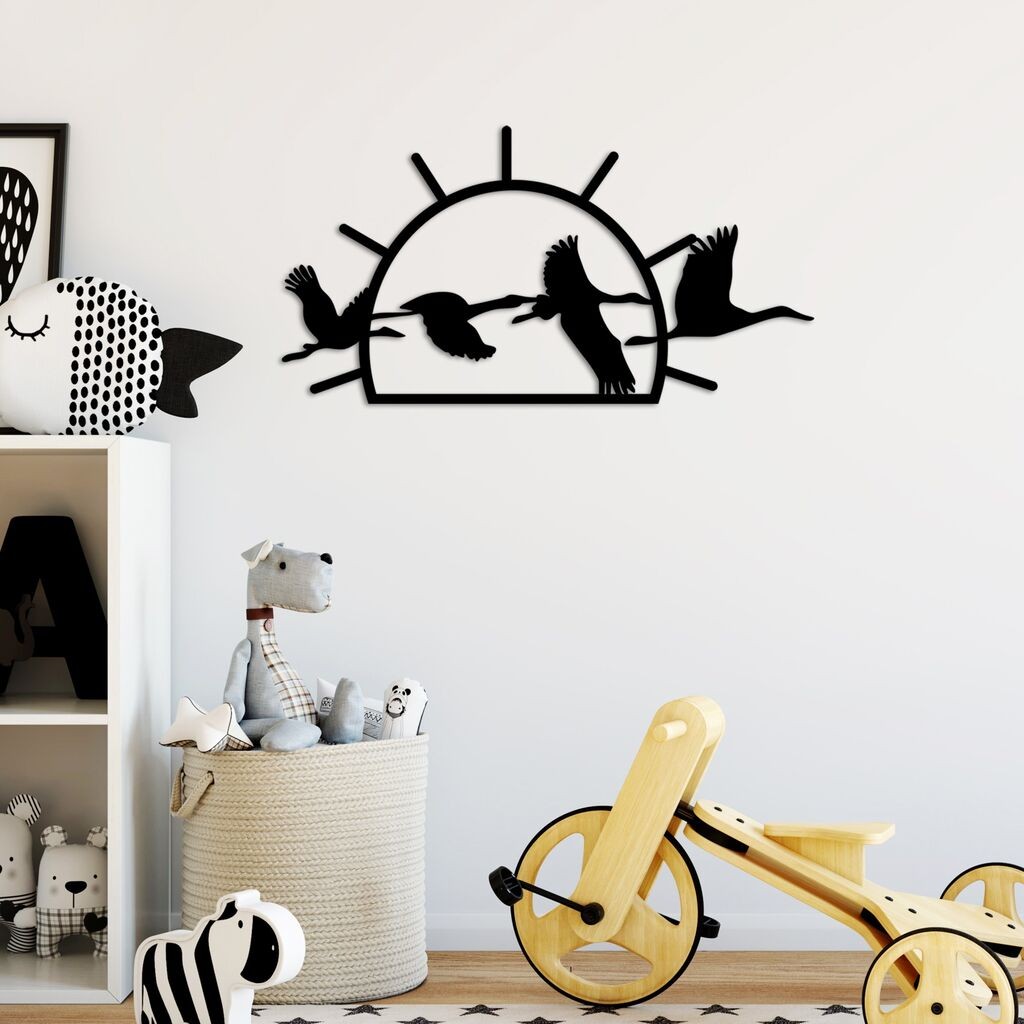 Wallity декорација за dzид Птици преселници - L, 70 x 36 см, црна