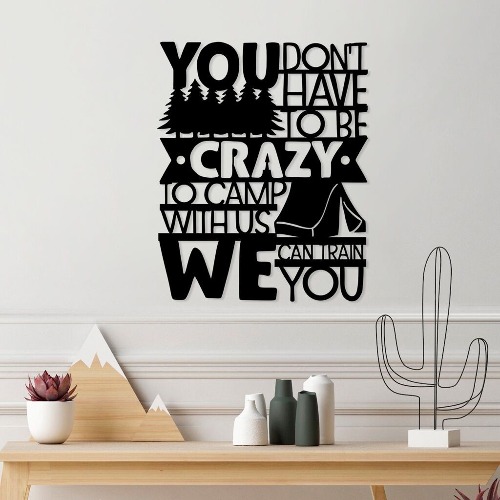 Wallity декорација за dzид „Камп со нас", 56 x 70 см, црна