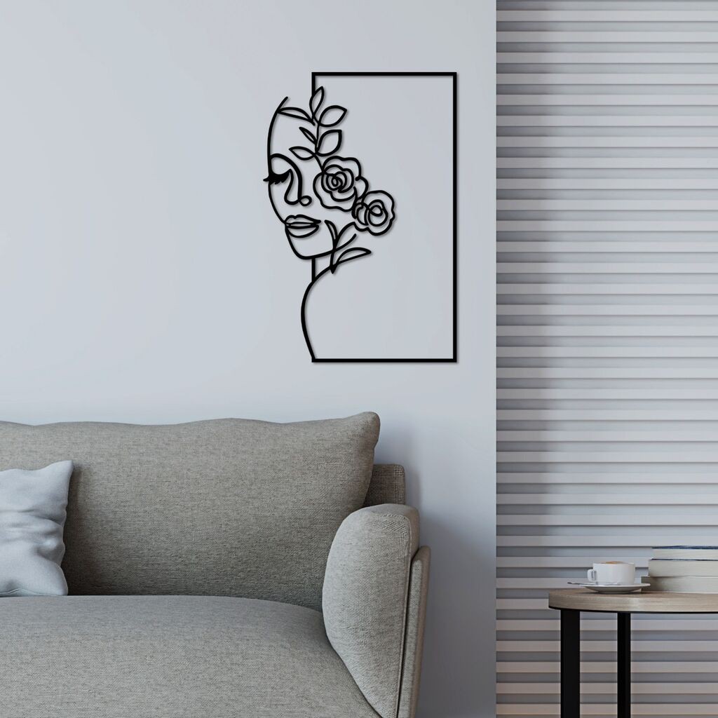 Wallity декорација за dzид Цвет Жена - M, 50 x 33 см, црна