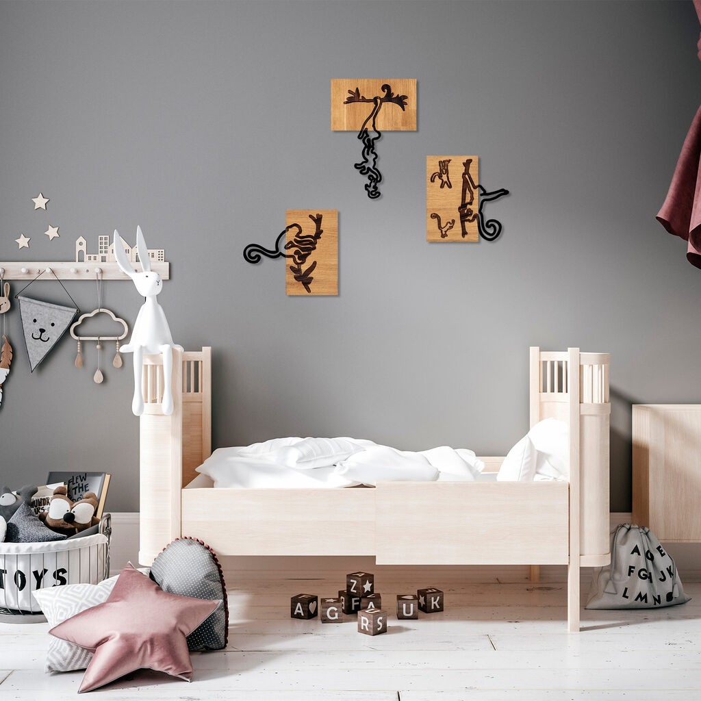 Wallity декорација за dzид Naughty Monkeys - 338, 26 x 3 x 25 см, црна