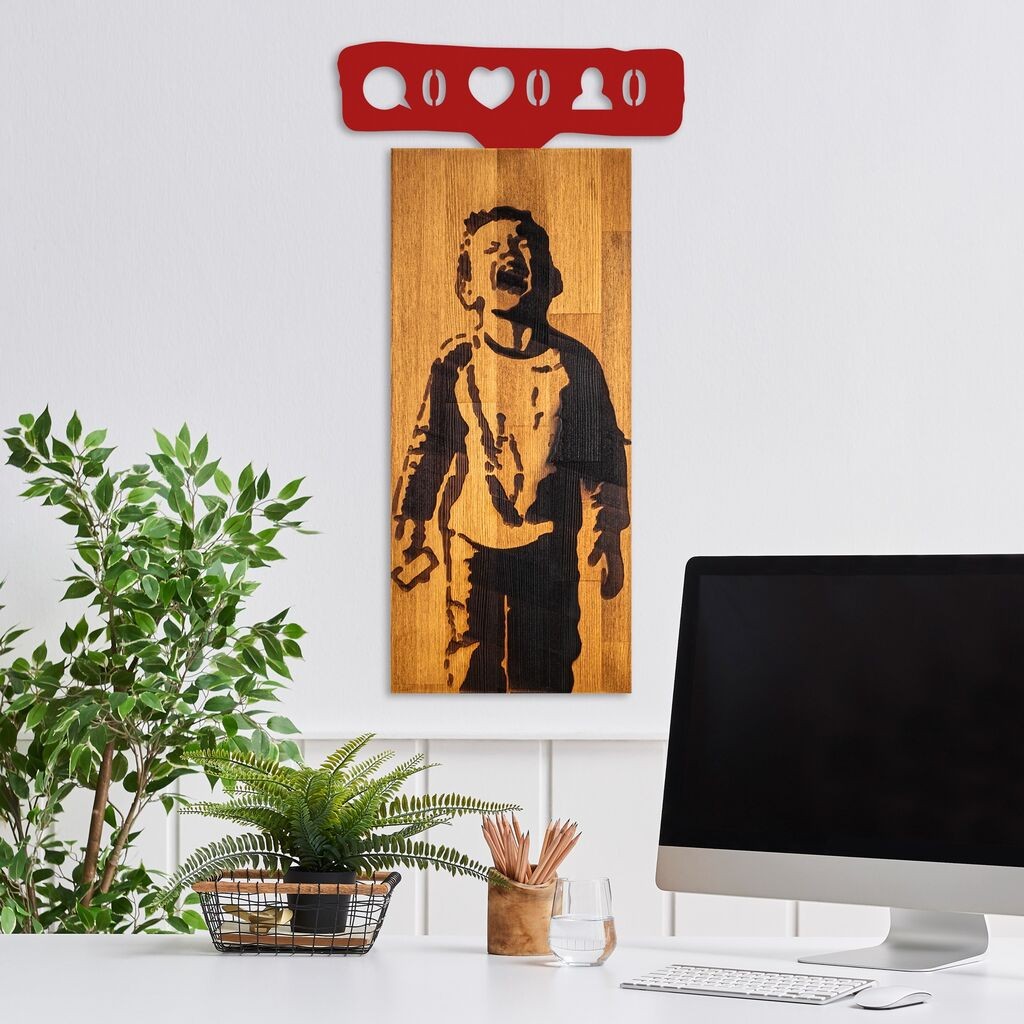 Wallity dzидна декорација Banksy - Плачечки момчиња, 36 x 69 x 3 см, црвена