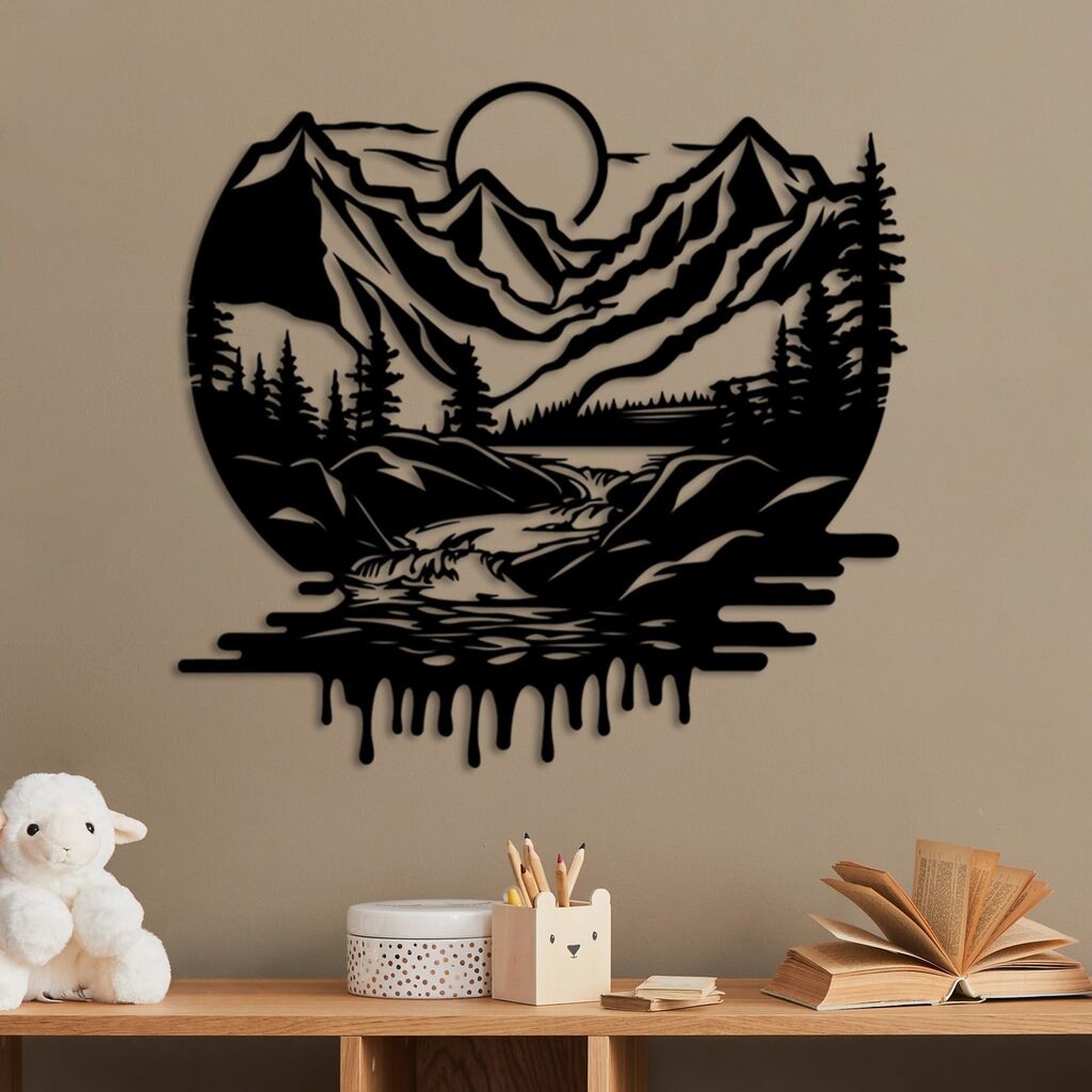 Wallity декорација за dzид Mountain River, 51 x 54 см, црна