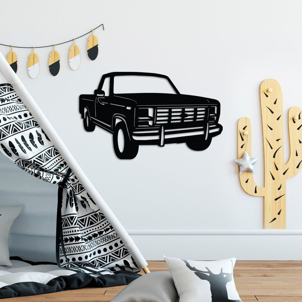 Wallity декорација за dzид Ford F150 пикап камион 1980, 60 x 37 см, црна