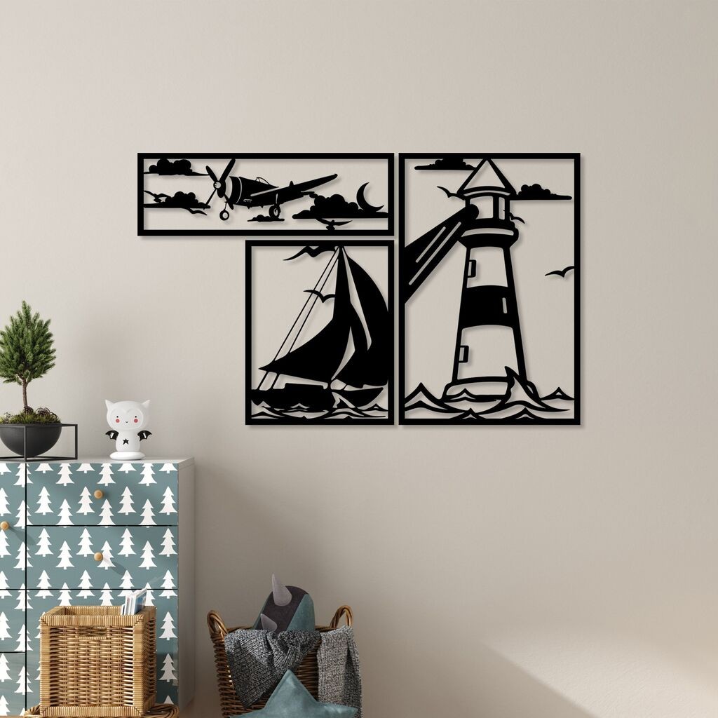 Wallity декорација за dzид Светилник Трио Б, 60 x 40 см, црна