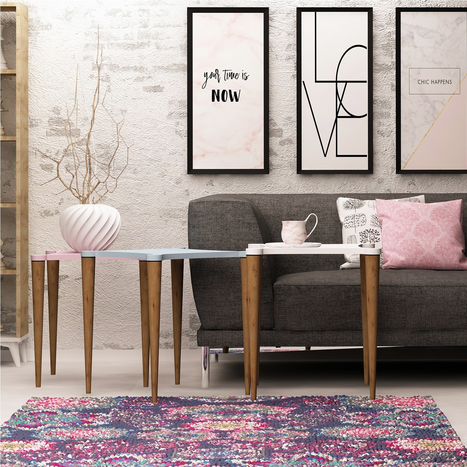 Комплет маса Hanah Home Club, 3 парчиња Tremo Colorful