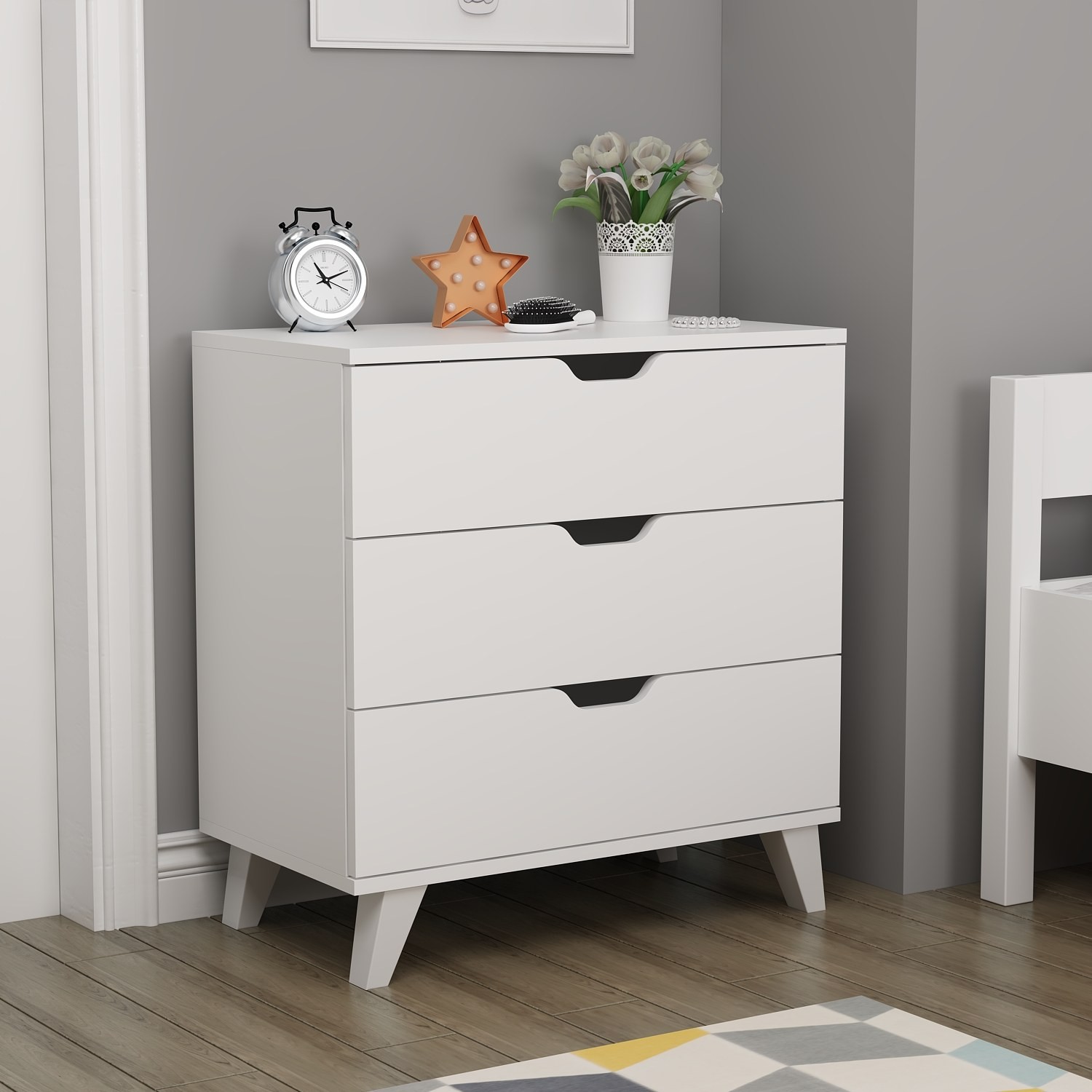 Комода Hanah Home Valencia 3 72x76x40 см бела