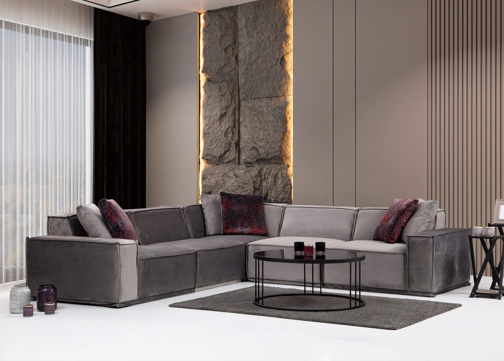 Аголен сет софа Atelier del Lego 100x76x300cm сива