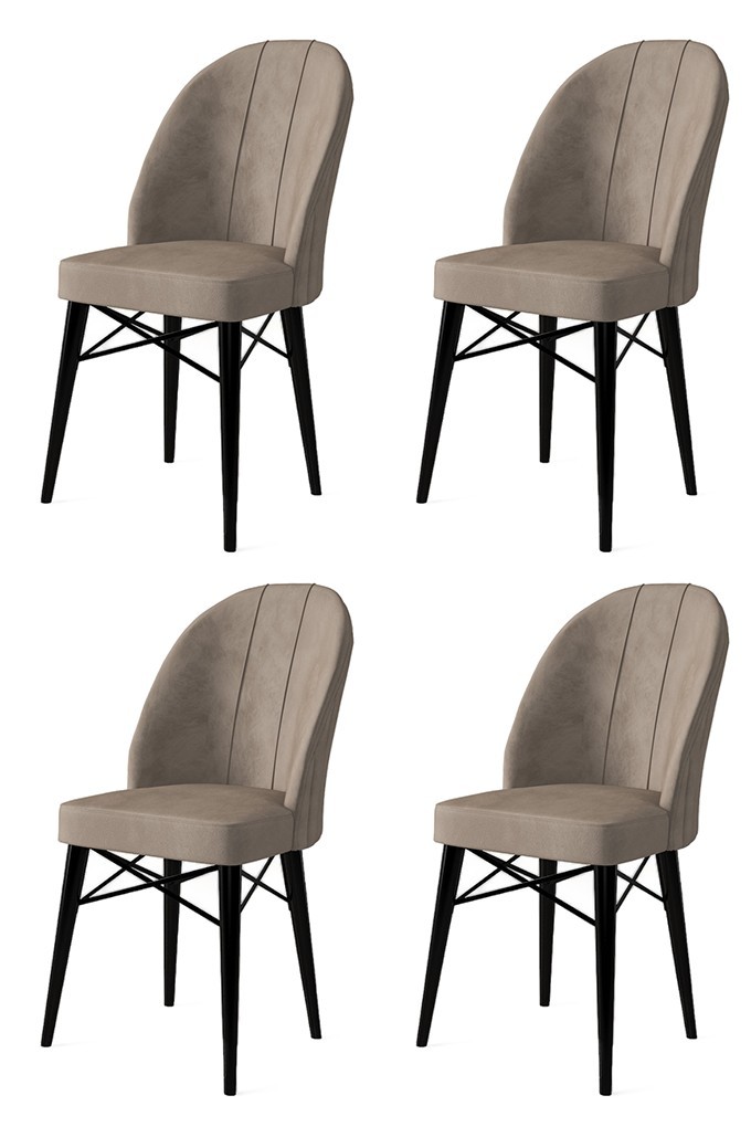 Комплет од 4 трпезариски столчиња Hanah Home Rhythm Cappuccino - црна