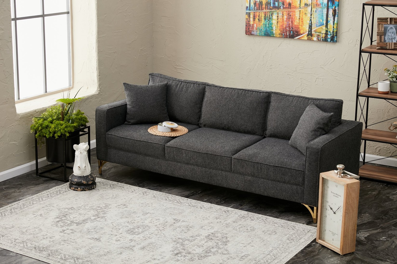 Atelier del Sofa Trosed Berlin 220x83x91cm Антрацит-златна
