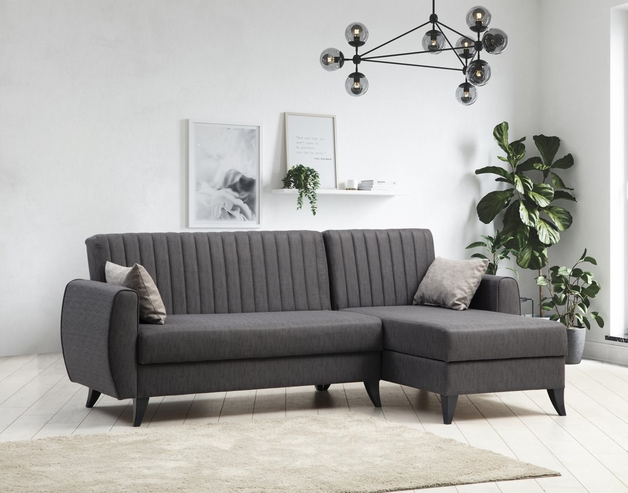 Аголна гарнитура Atelier del Sofa Alkon 223x86x130cm темно сива