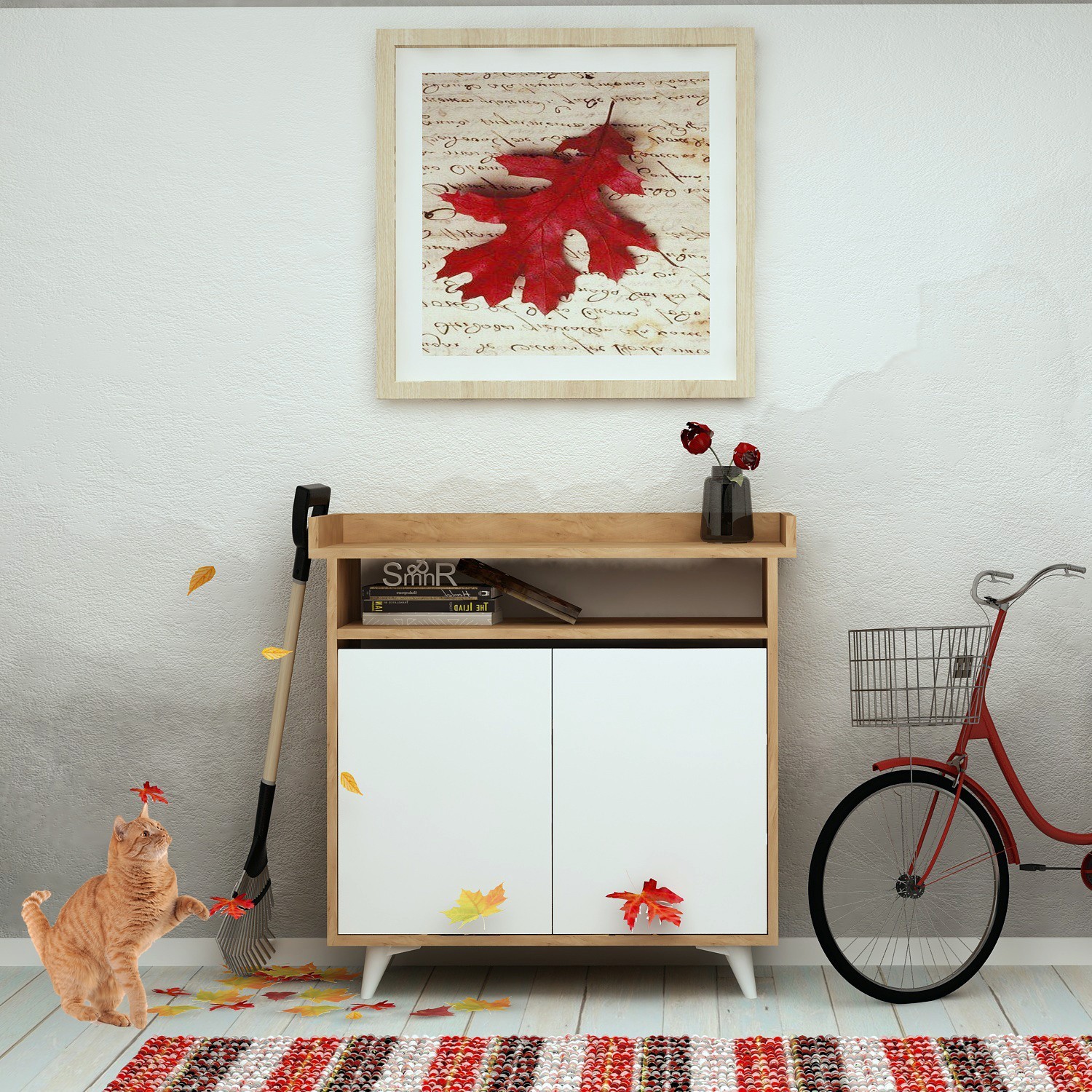 Полица за чевли Hanah Home 100x102x35cm дабово-бела